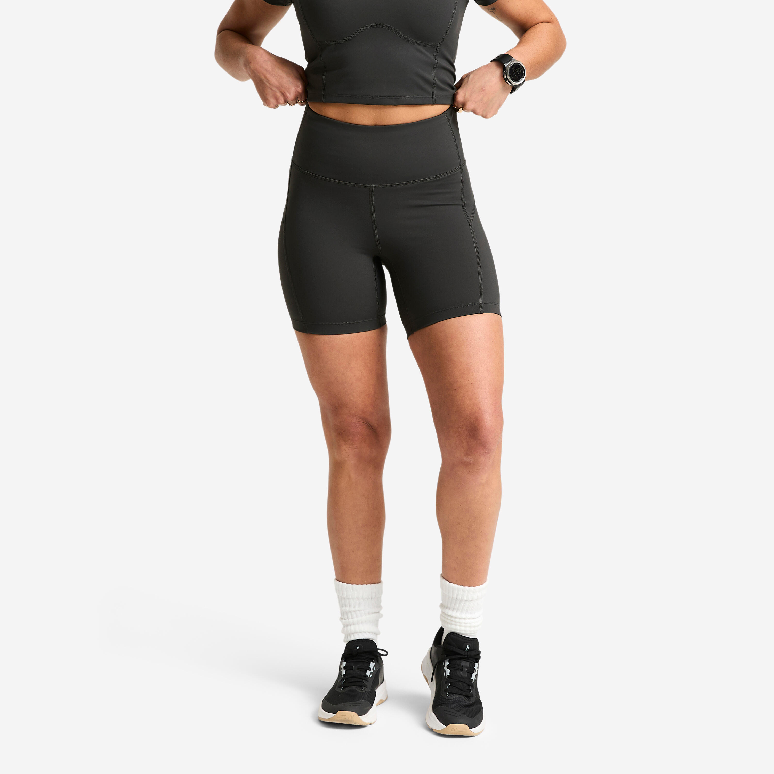 Spodenki fitness damskie Domyos wysoki stan