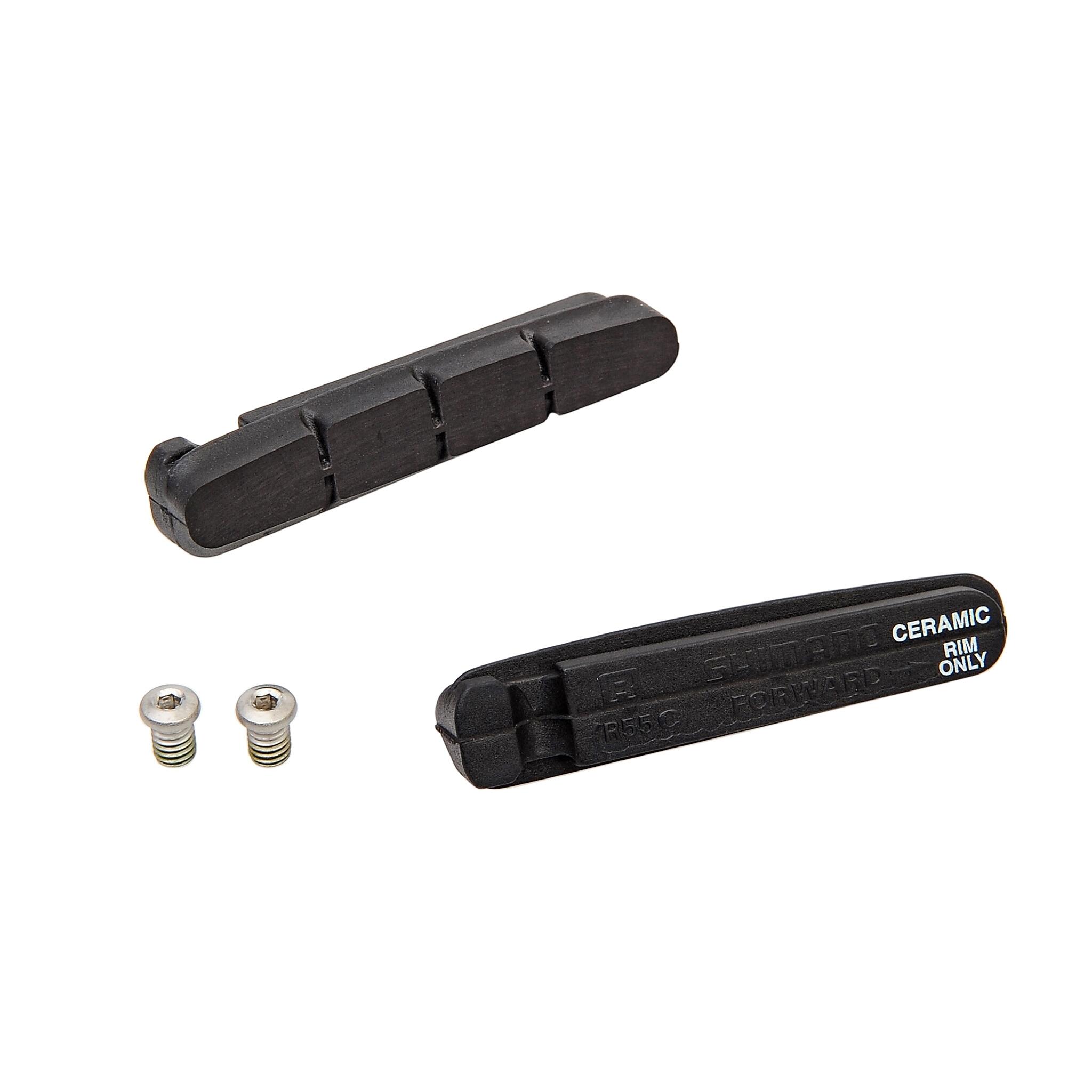 Klocki hamulcowe r55c i śruby mocujące do obręczy ceramicznych Shimano (x2)