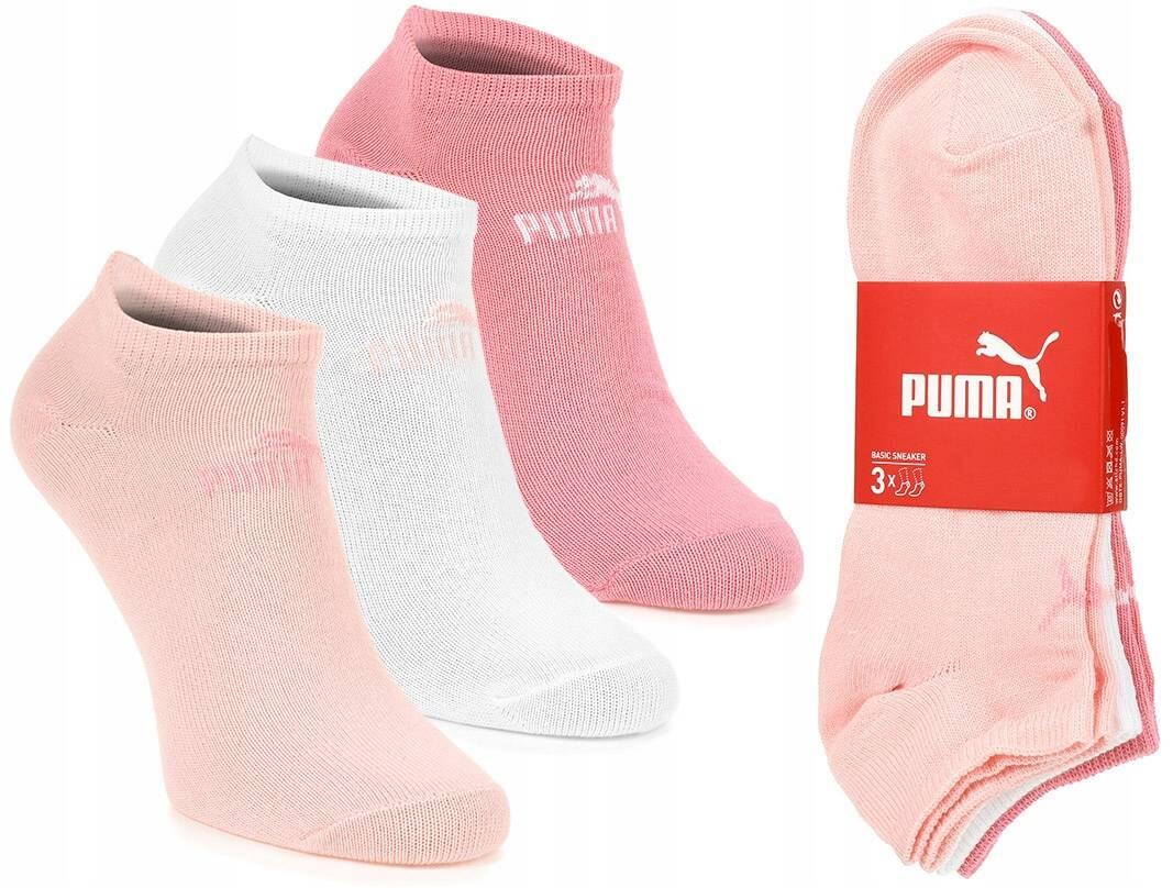 Skarpety 3 pary niskie z bawełną różowe PUMA