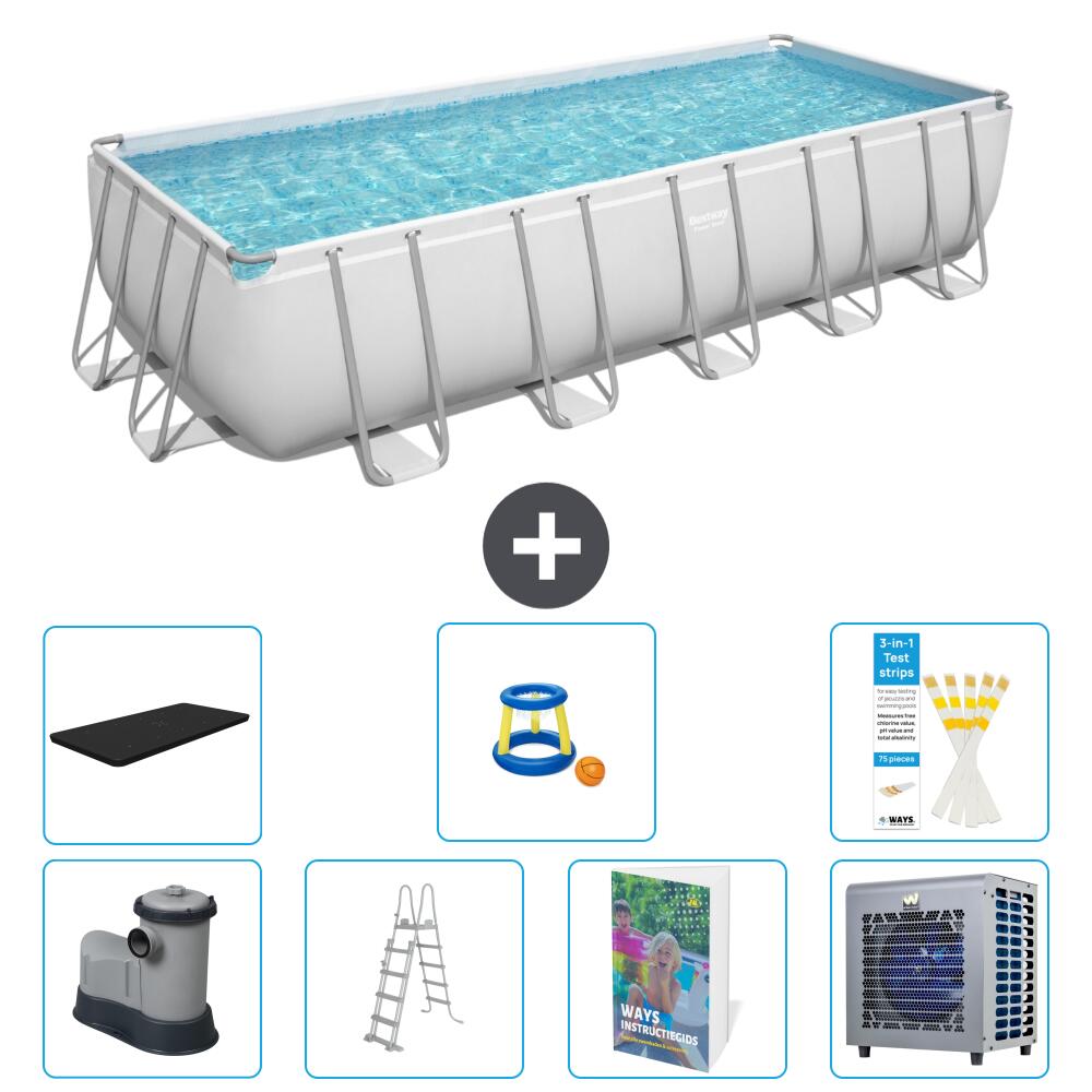 BESTWAY Basen Power Steel Prostokątny - 640x274x132 cm - 8-częściowy S535