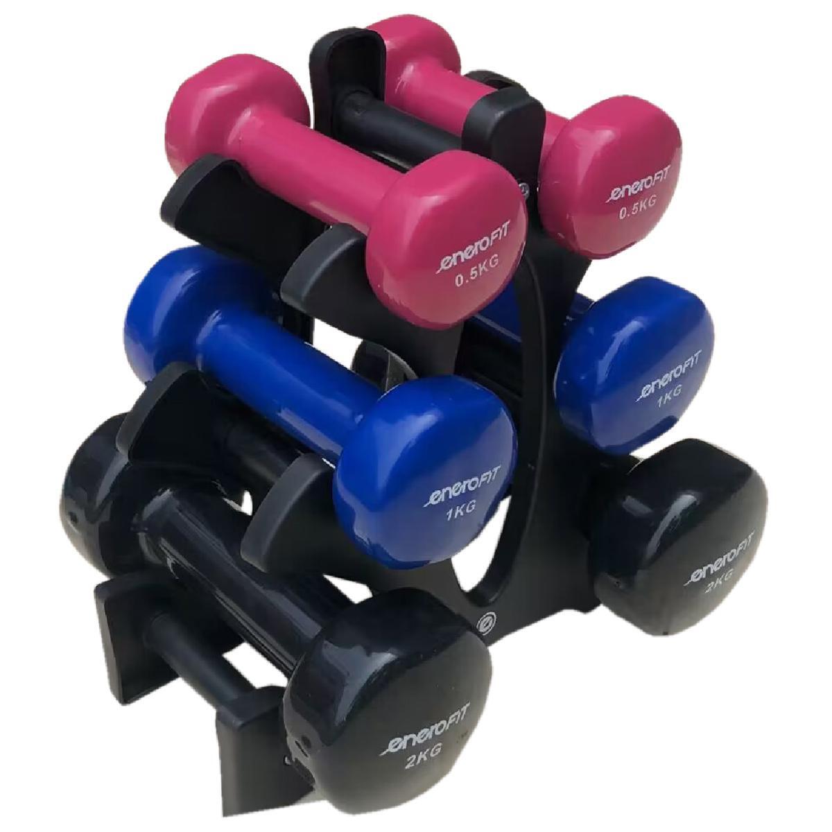 Zestaw hantli VDB Enero Fit na stojaku 2x2kg, 2x1kg, 2x0,5kg