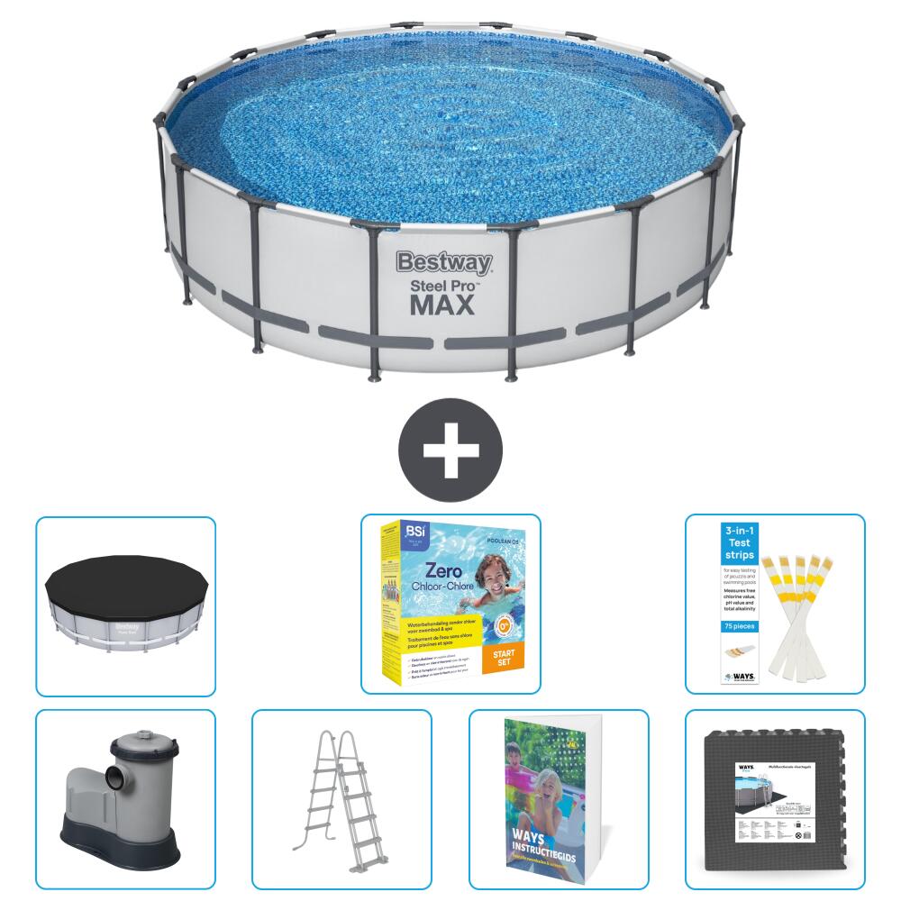 BESTWAY Basen Steel Pro MAX Okrągły - 488x122 cm - 8-częściowy S607