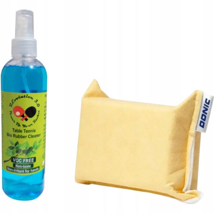 PŁYN DO CZYSZCZENIA OKŁADZINY DO TENISA STOŁOWEGO 250 ml + GĄBKA DONIC
