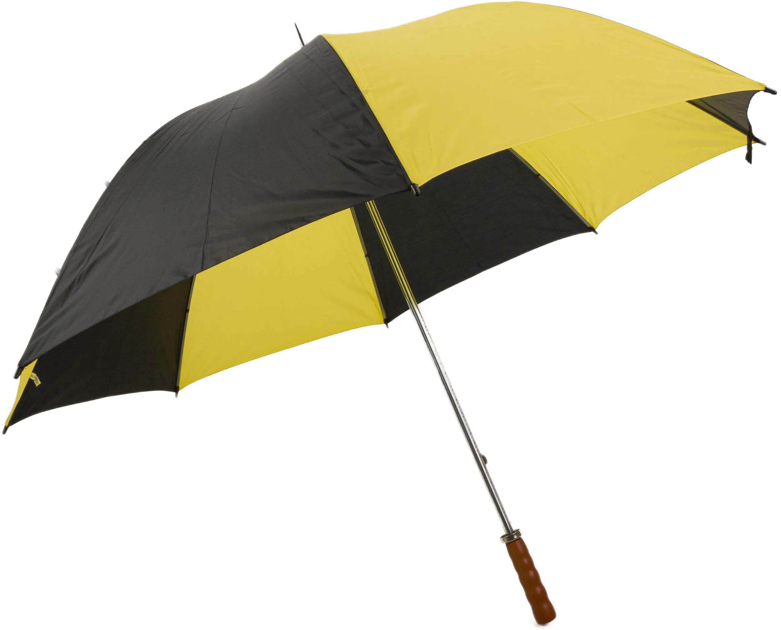 Duży parasol golfowy Impliva, żółto-czarny - średnica 125 cm, prosty uchwyt.