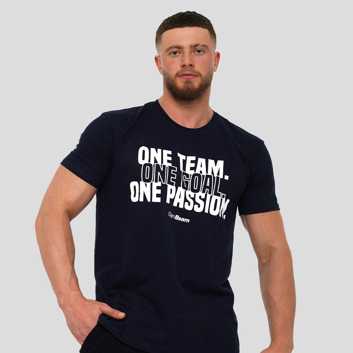 Koszulka męska fitness z krótkim rękawem granatowa One Team