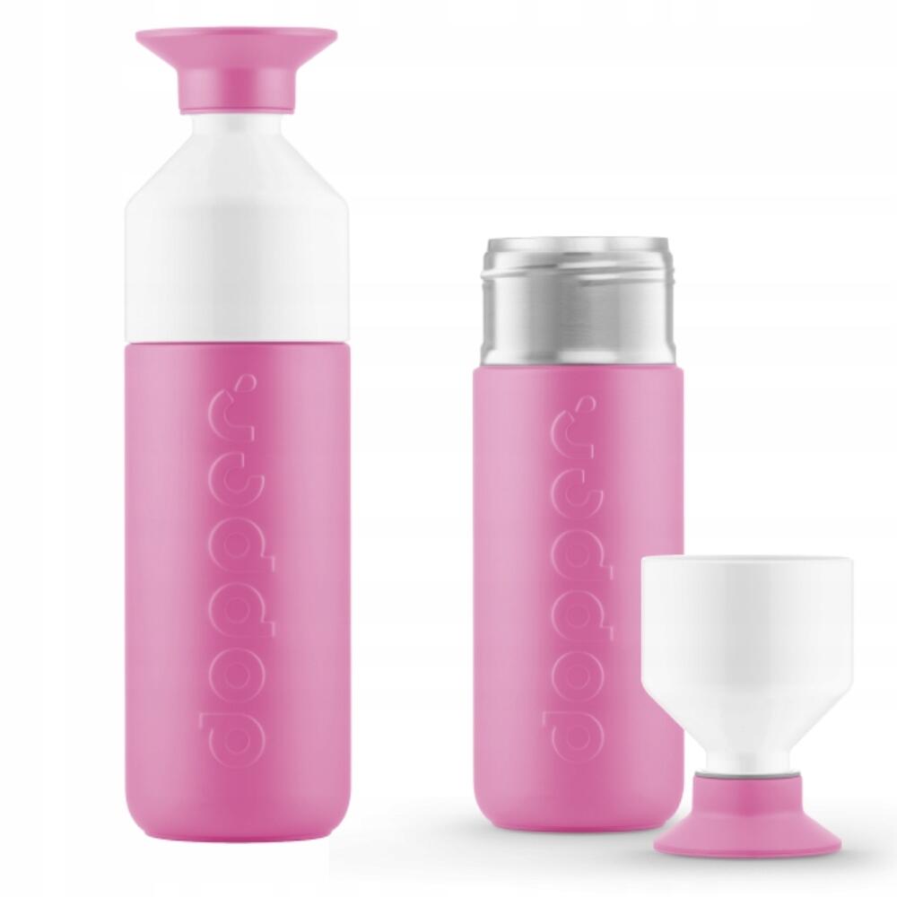 Butelka termiczna Dopper Pelican Pink 580 ml z kubkiem termos ekologiczna