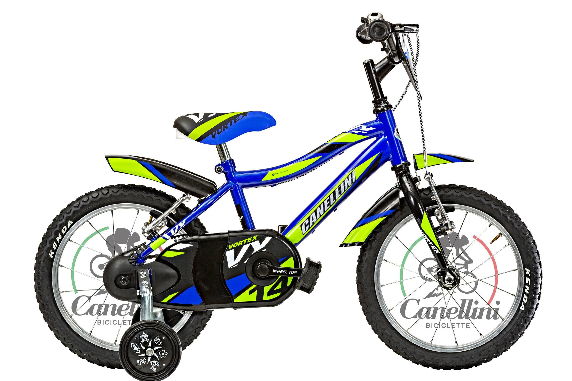 Rower Dziecięcy MTB Canellini VORTEX 14 - Niebieski/Zielony/Czarny