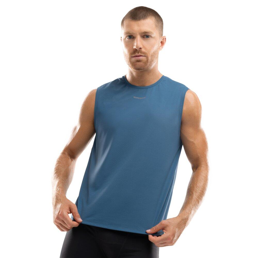 Męska koszulka do biegania bez rękawów Fitness Siroko Paine Blue