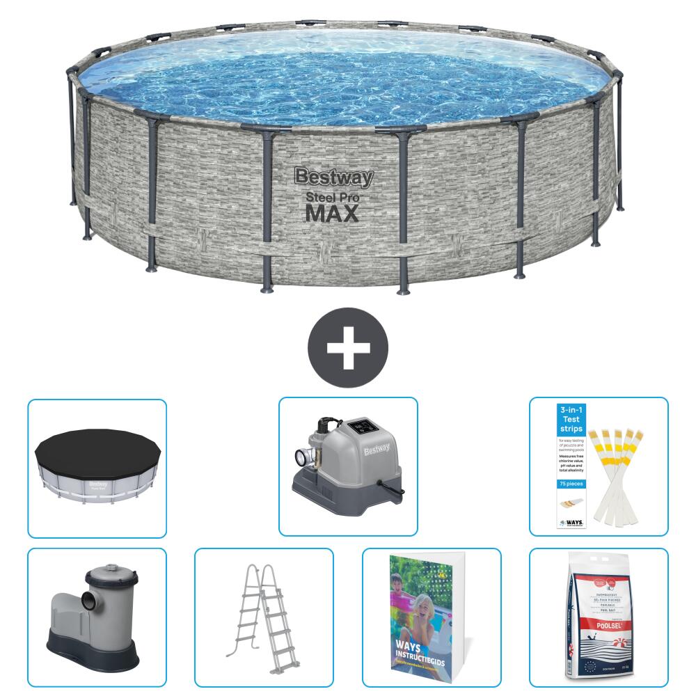 BESTWAY Basen Steel Pro MAX Okrągły - 488x122 cm - 8-częściowy S649