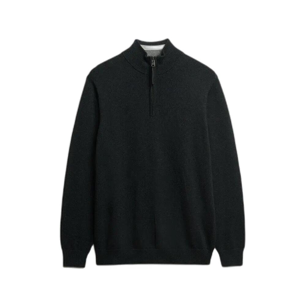 Czarny sweter z kołnierzem typu camionneur Superdry Essentials