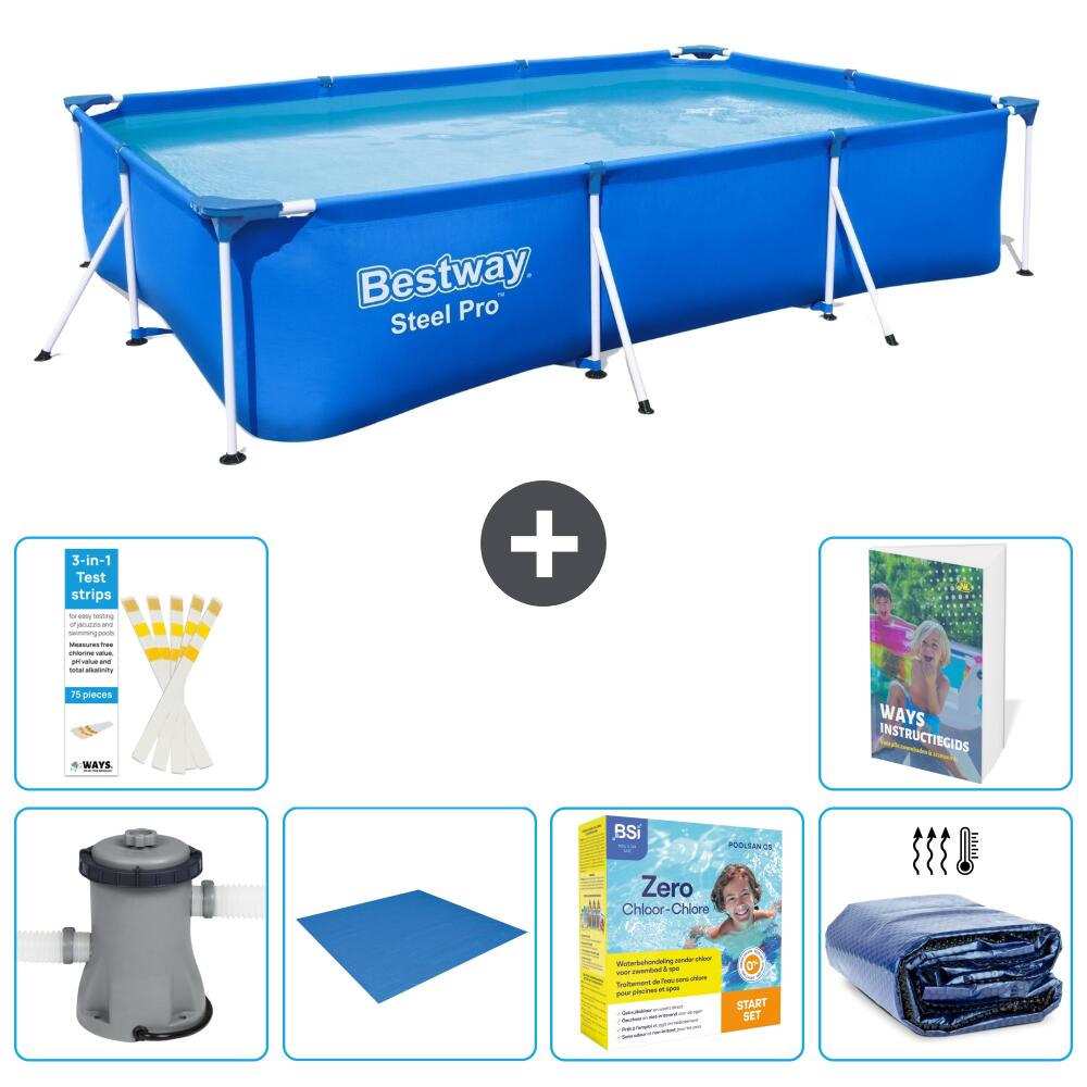 BESTWAY Basen Steel Pro Prostokątny - 300x201x66 cm - 7-częściowy S245