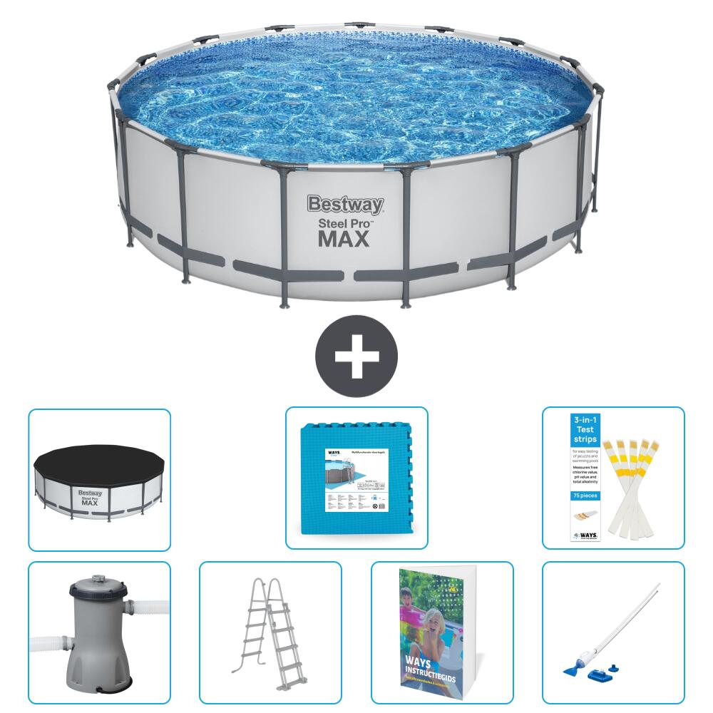BESTWAY Basen Steel Pro MAX Okrągły - 488x122 cm - 8-częściowy S531