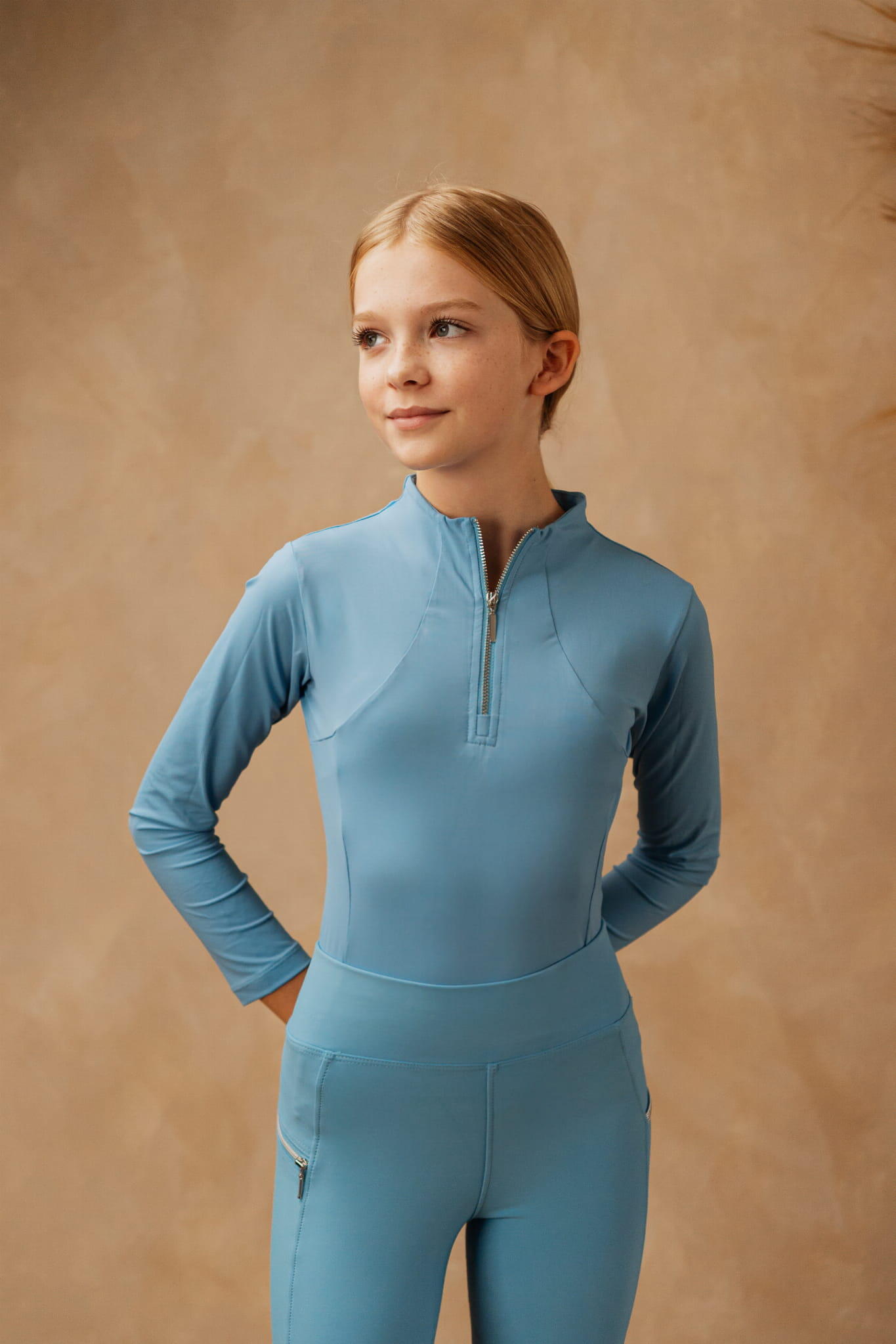 Dziecięca bluzka do jazdy konnej z długim rękawem Catty long Royal Blue