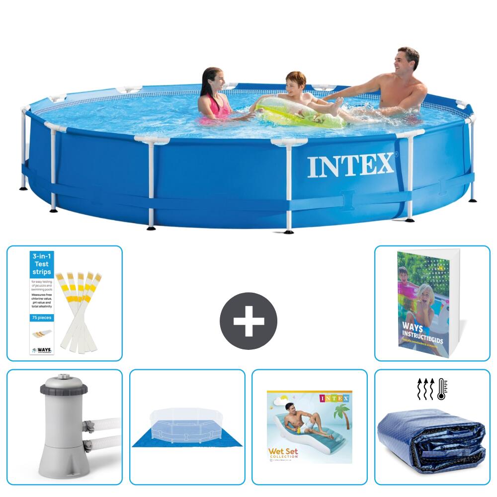 INTEX Basen ze stelażem Okrągły - 366x76 cm - 7-częściowy S345