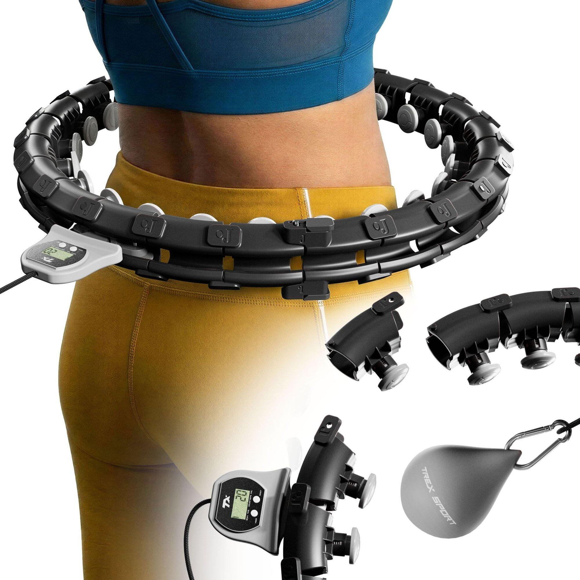 Hula hop z wypustkami Trex Sport obciążenie 400g licznik kalorii czarne
