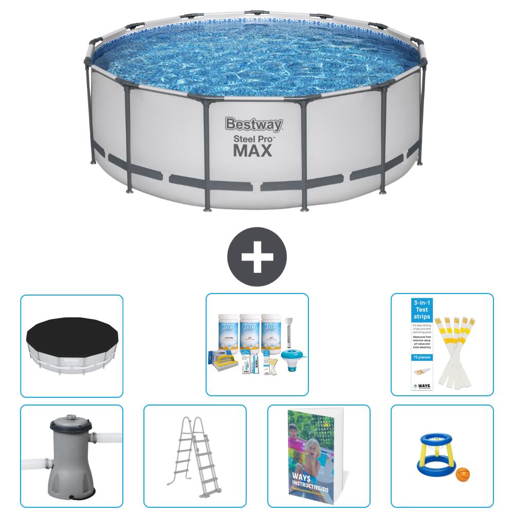 BESTWAY Basen Steel Pro MAX Okrągły - 427x84 cm - 8-częściowy S548