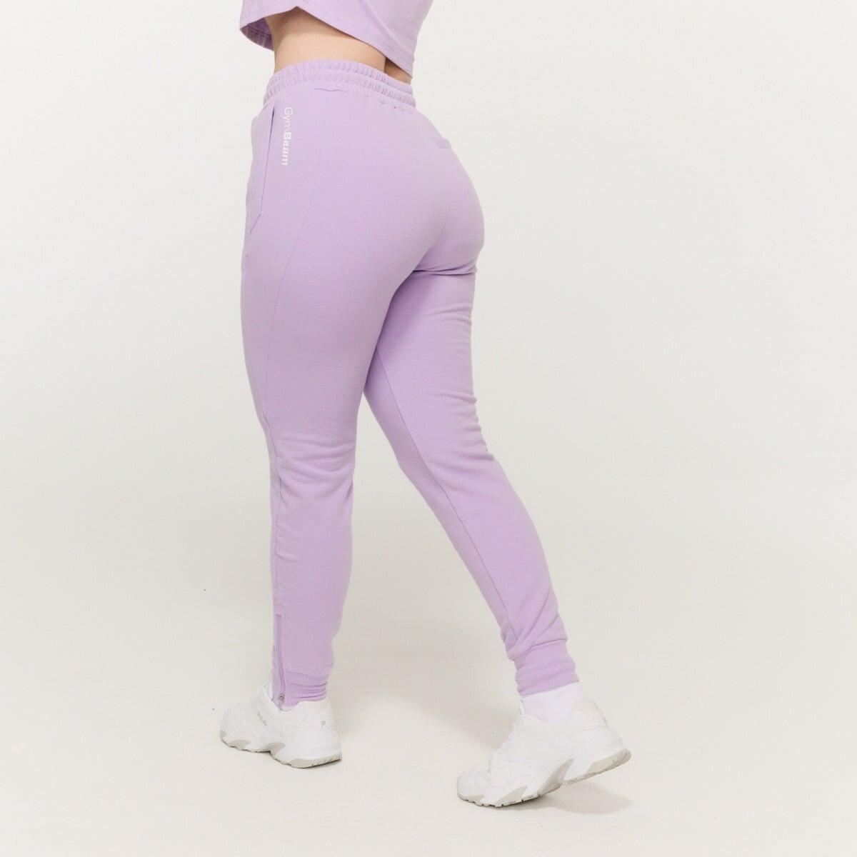 Joggery damskie fitness slim ze sznurkiem lawendowe Limitless