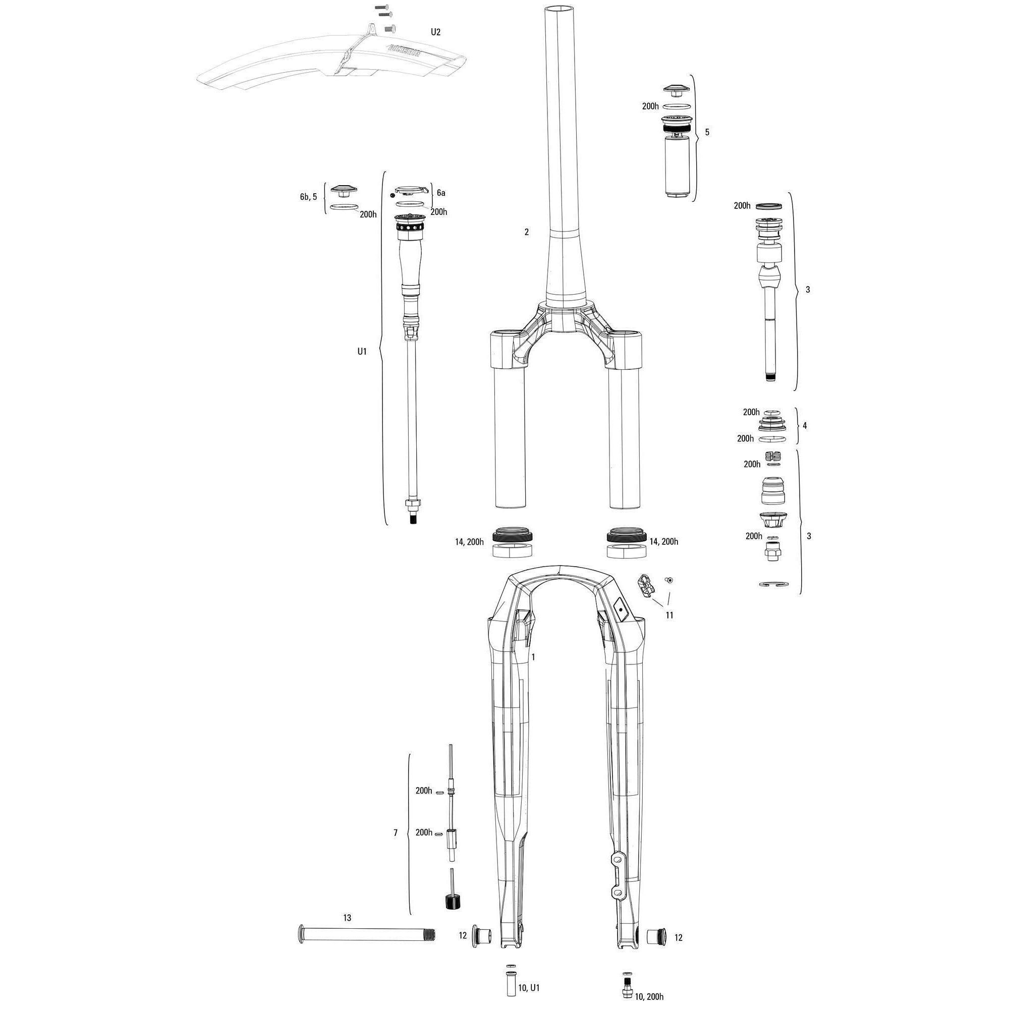 Rockshox Wide Fork RS Rudy Ultimate RC2 XPLR 28 40mm 45mm Offset