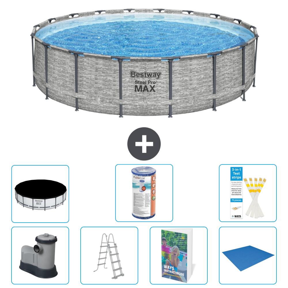 BESTWAY Basen Steel Pro MAX Okrągły - 549x122 cm - 8-częściowy S594