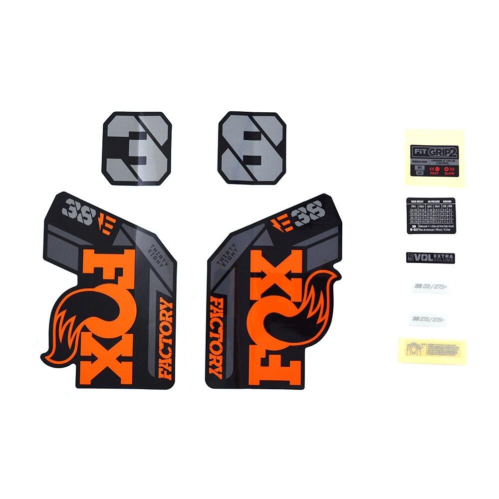 Zestaw naklejek transferowych Fox 2021, 38, F-S, E-Bike+, Logo, Fork