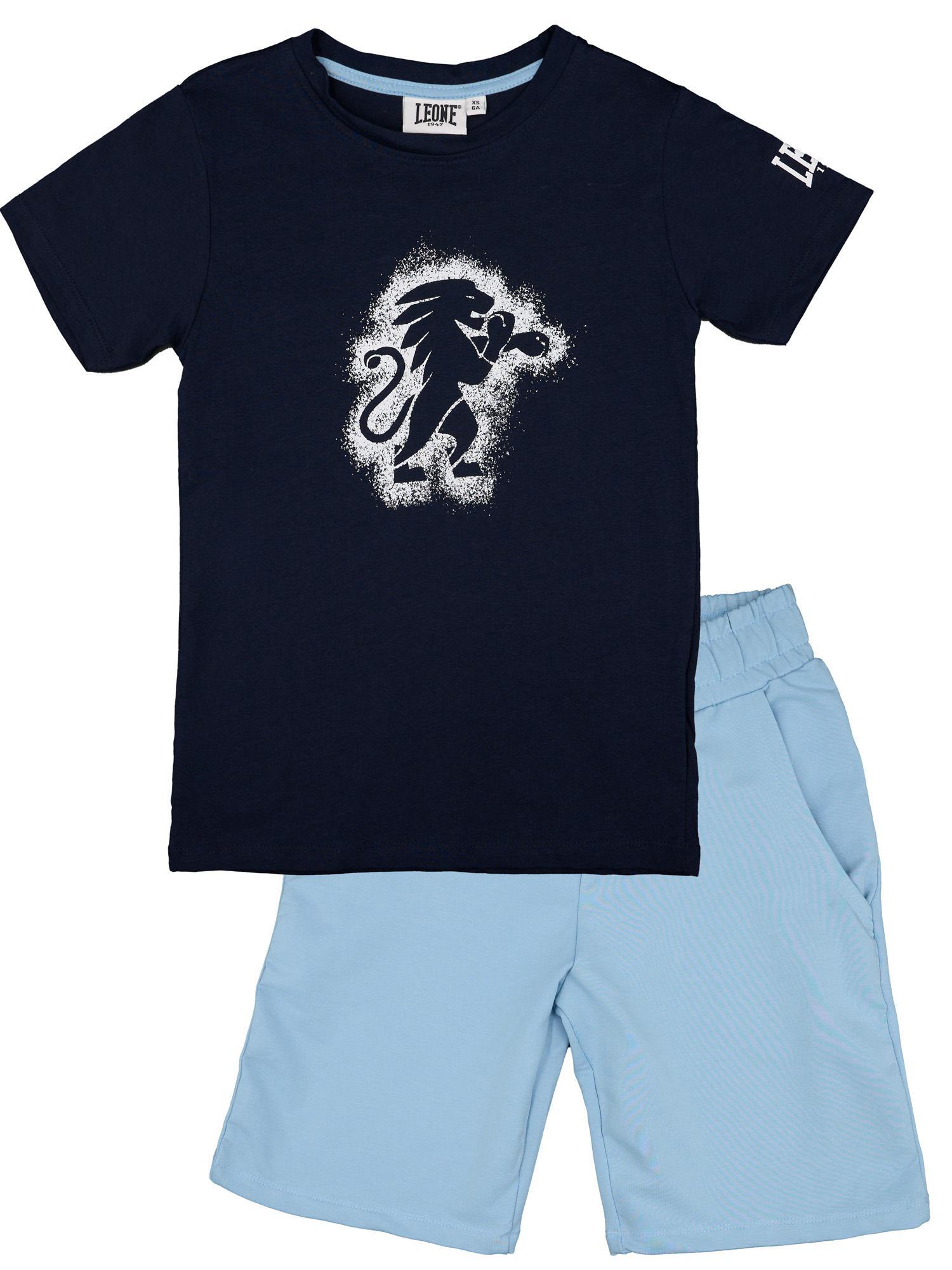 Kompletny bawełniany zestaw dziecięcy z koszulką Leone Tie Dye i spodenkami