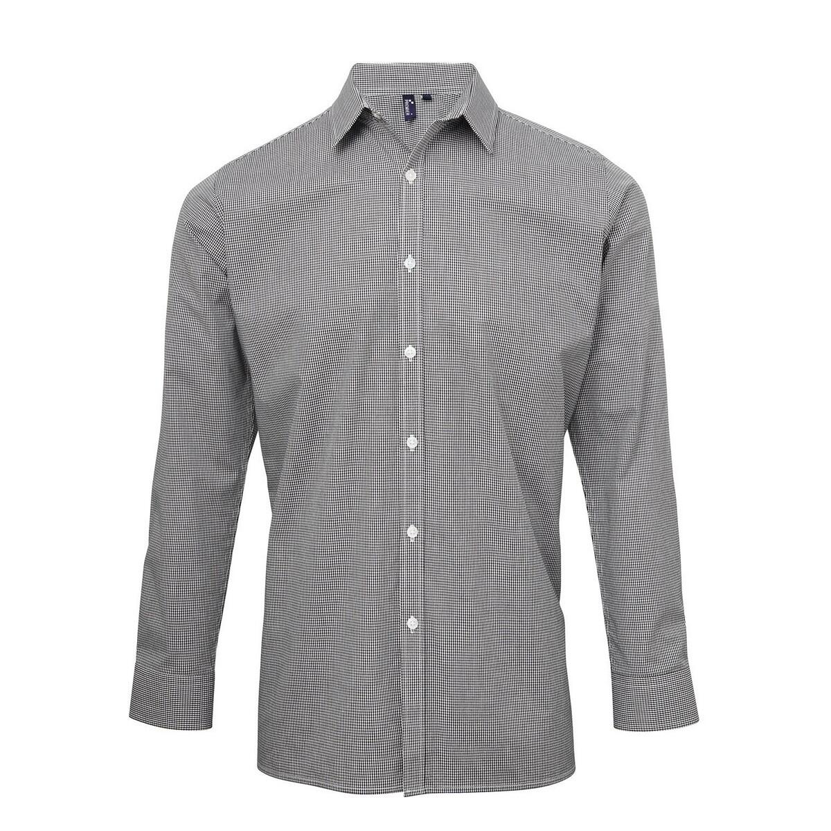 Męska Koszula Z Długim Rękawem Gingham Micro Checked