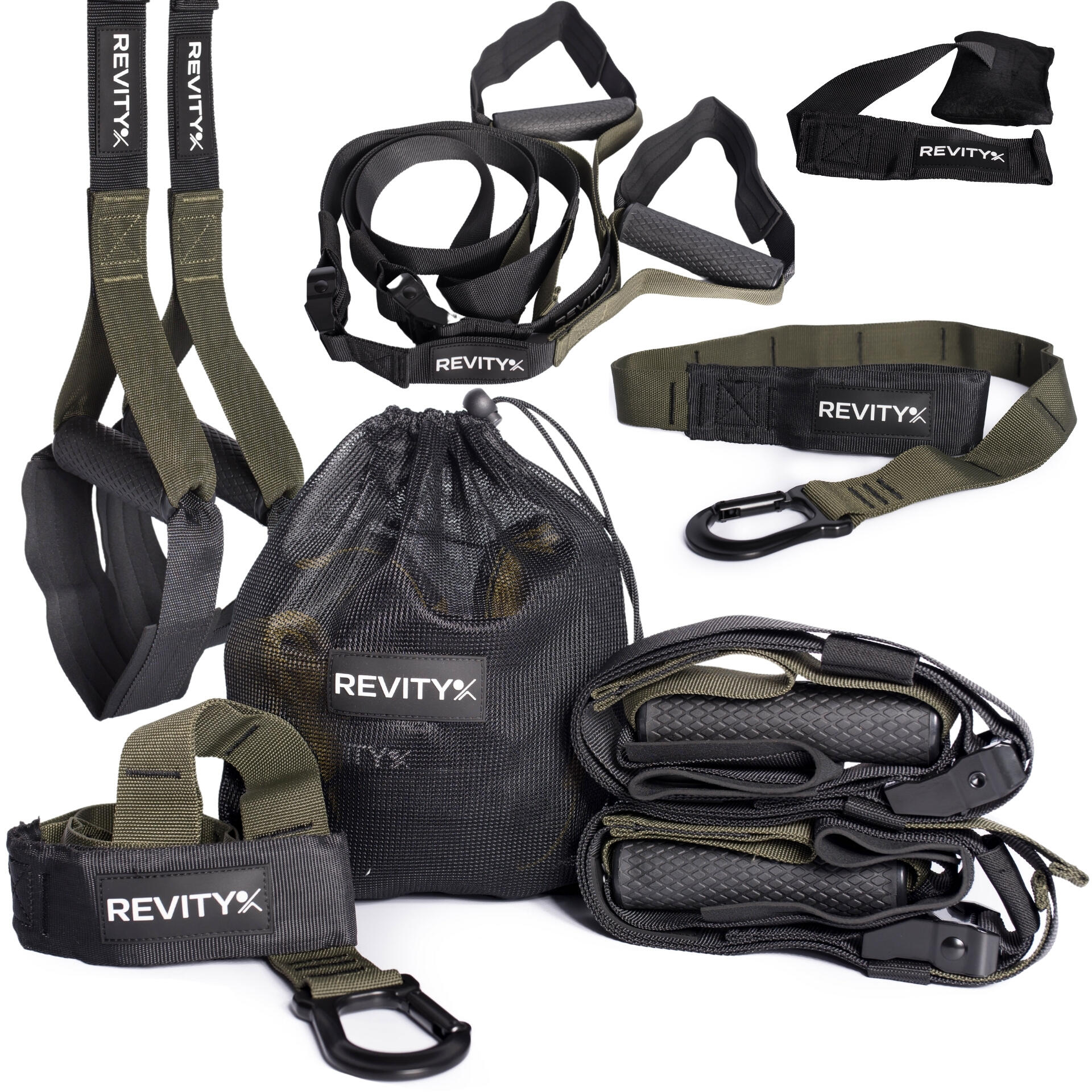 Taśmy do ćwiczeń Cross Gravity Trainer podwieszane pasy treningowe khaki-czarny