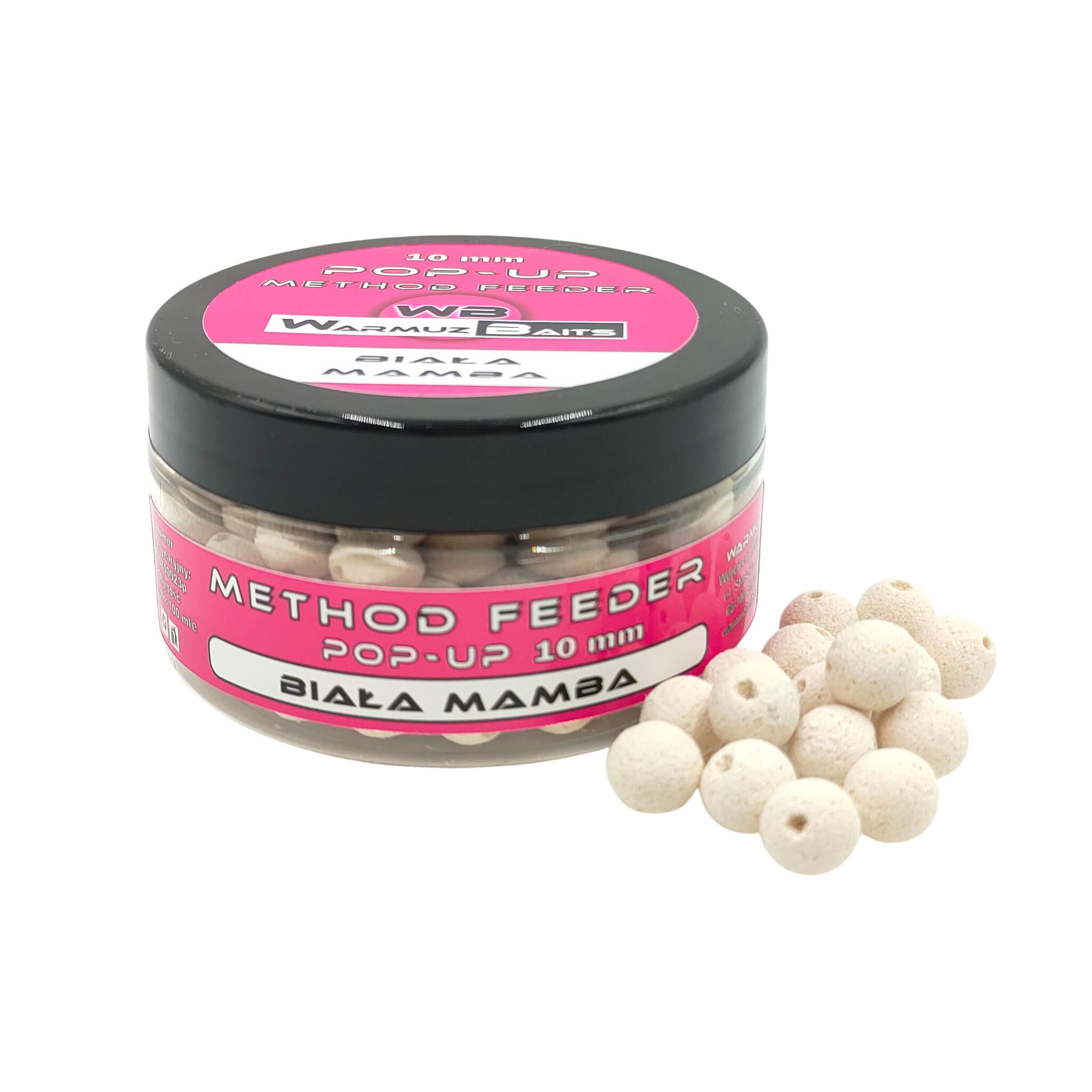 Kulki Pływające Pop Up 10mm z dziurką Warmuz Baits 100ml BIAŁA MAMBA