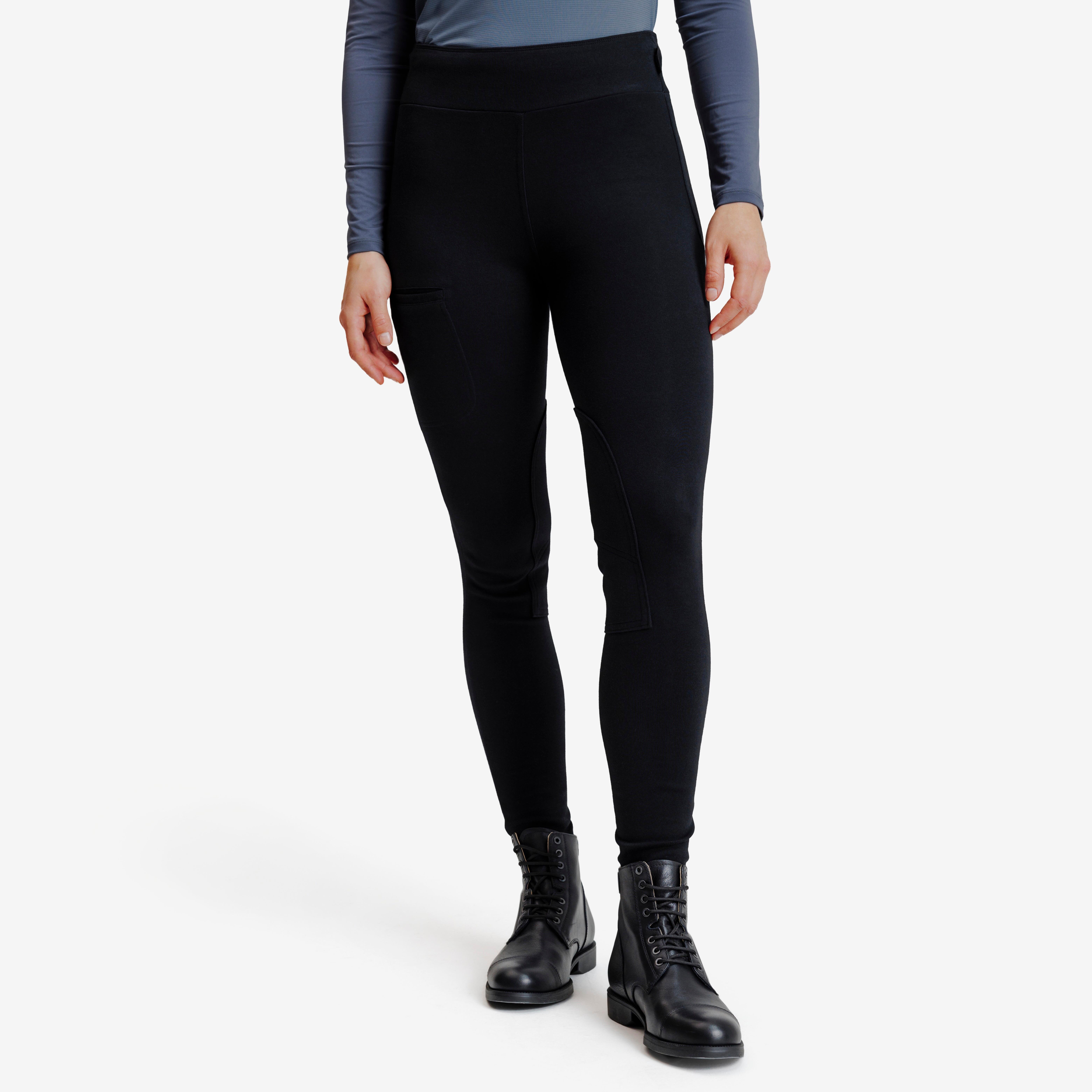 Legginsy jeździeckie damskie 100 czarne