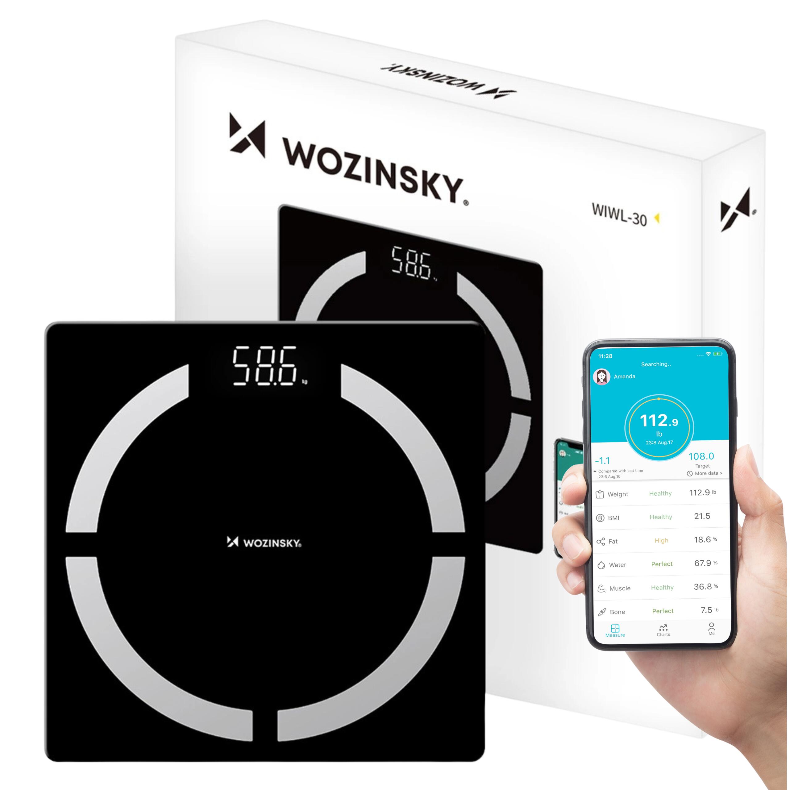 Waga łazienkowa z aplikacją Bluetooth analiza składu ciała