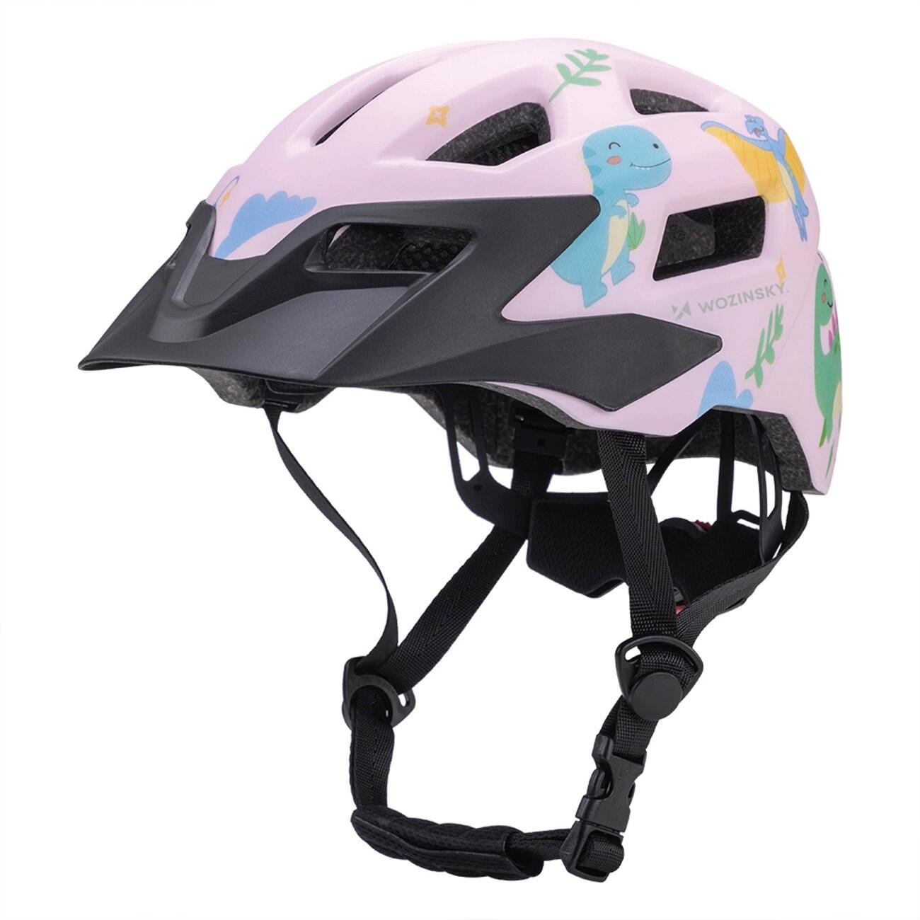 Kask rowerowy dziecięcy mtb wozinsky z odpinanym daszkiem dinozaury