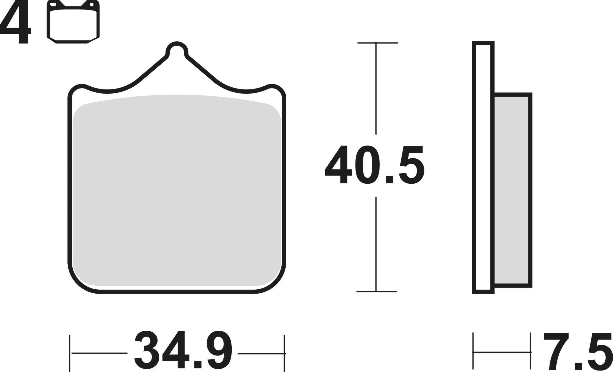 TRW MCB 721 klocki hamulcowe spiekane do tarcz 34.9x40.5x7.5 mm