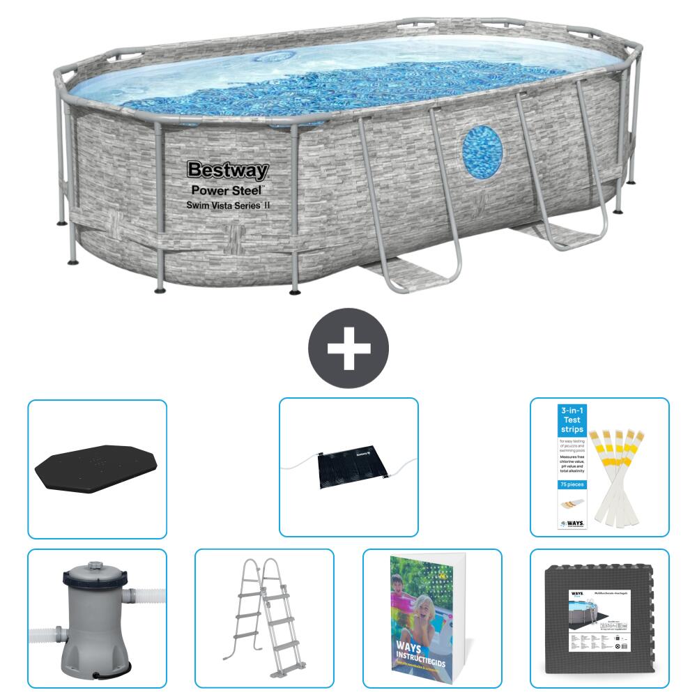 BESTWAY Basen Power Steel Owalny - 427x250x100 cm - 8-częściowy S543