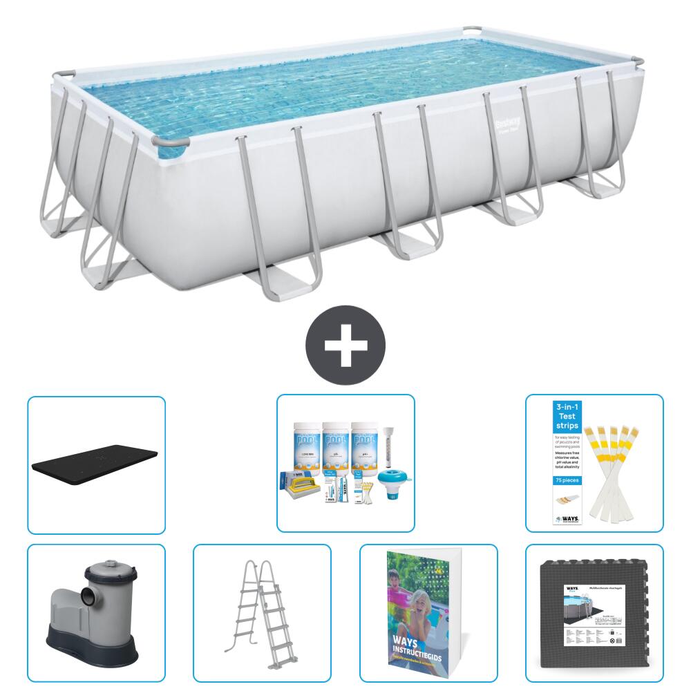 BESTWAY Basen Power Steel Prostokątny - 549x274x122 cm - 8-częściowy S581