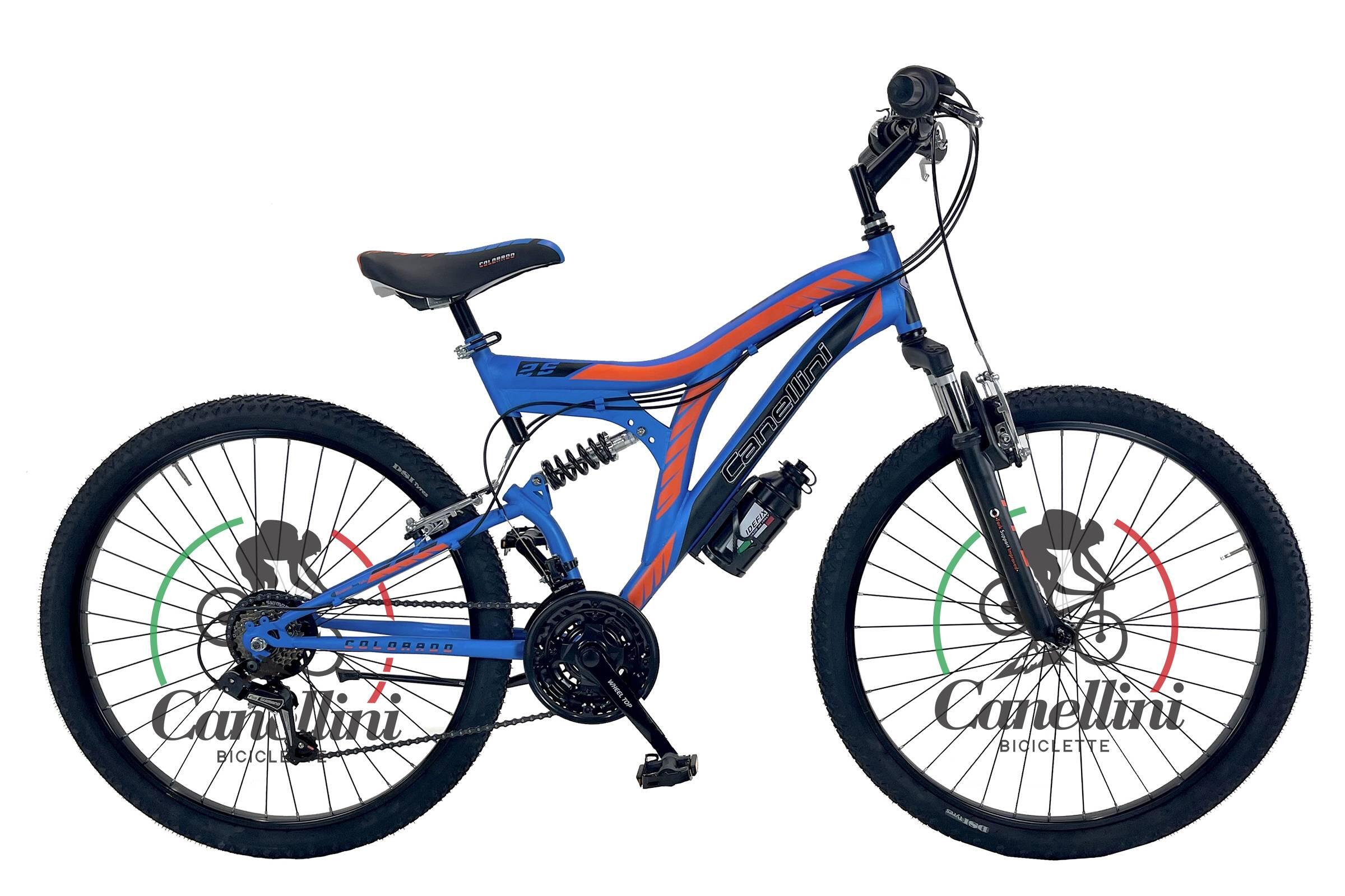 Rower Dziecięcy MTB Canellini COLORADO 26 z pełnym zawieszeniem - Nieb./Pom.