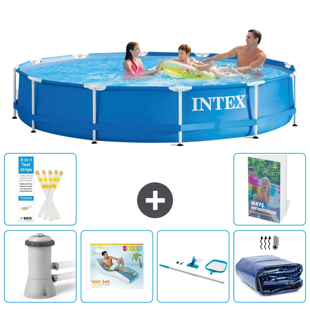 INTEX Basen ze stelażem Okrągły - 366x76 cm - 7-częściowy S270