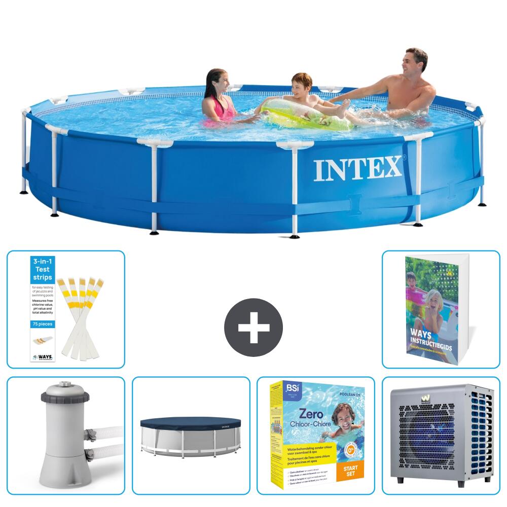 INTEX Basen ze stelażem Okrągły - 366x76 cm - 7-częściowy S258