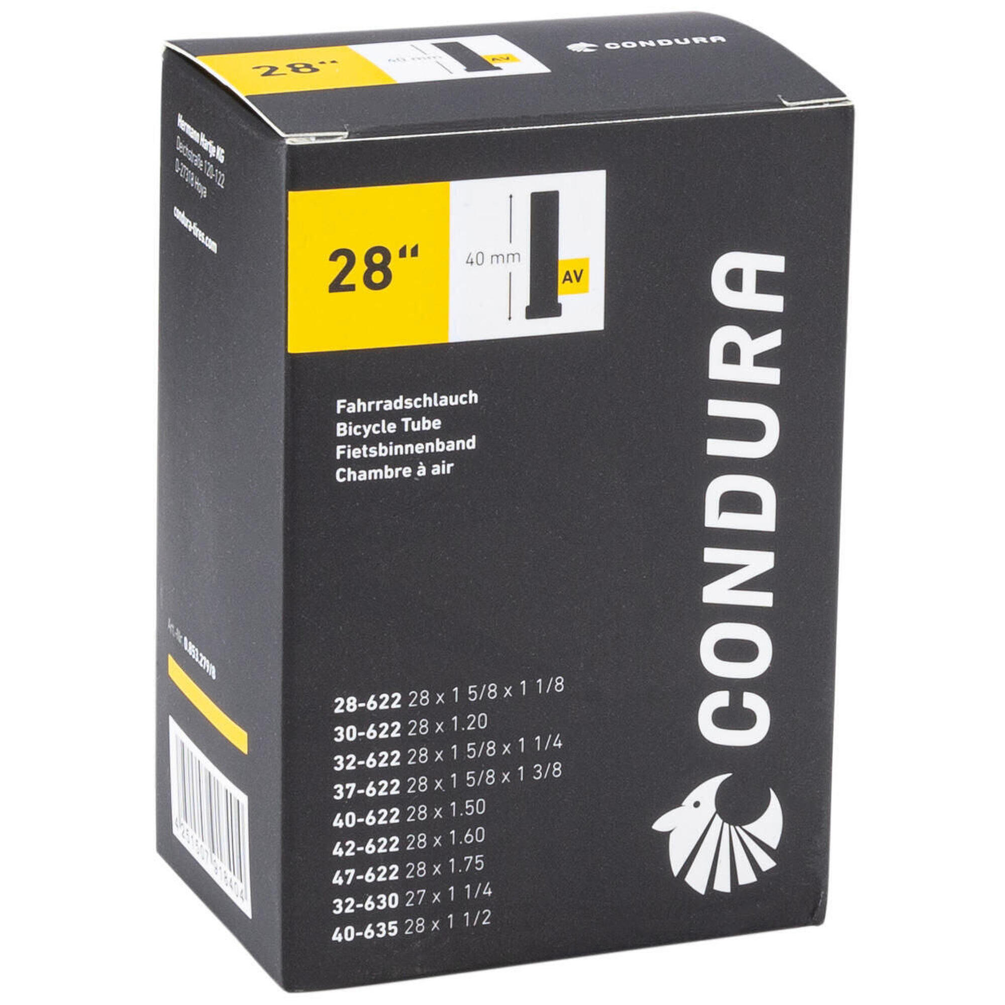 Wewnętrzna dętka Condura 28 - model av40 28/47-622/635