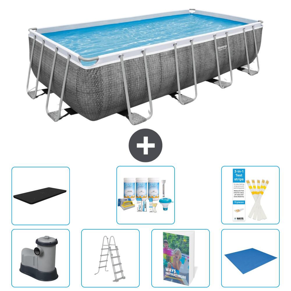 BESTWAY Basen Power Steel Prostokątny - 549x274x122 cm - 8-częściowy S599