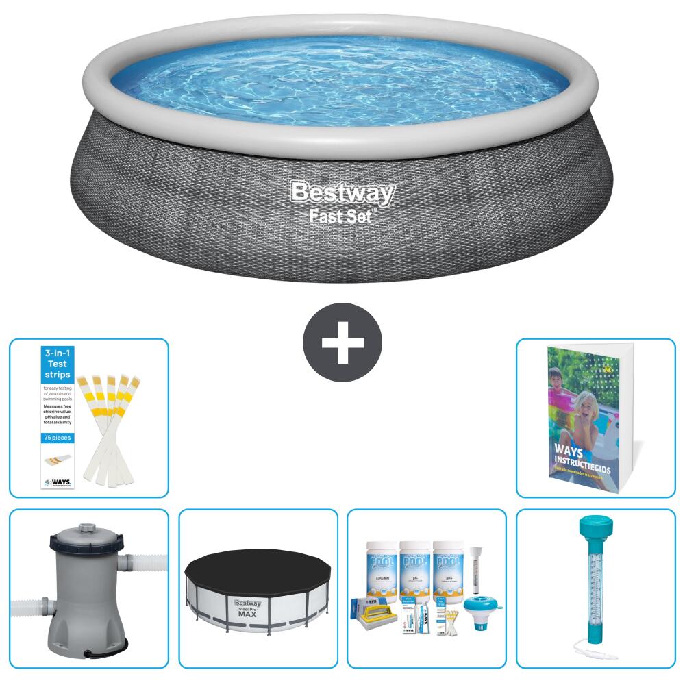 BESTWAY Basen Fast Set Okrągły - 457x84 cm - 7-częściowy S226