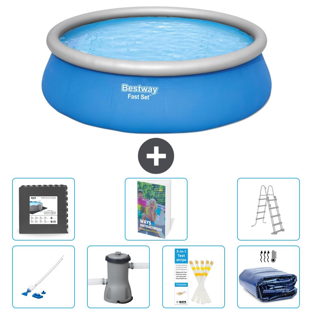 BESTWAY Basen Fast Set Okrągły - 457x122 cm - 8-częściowy S489