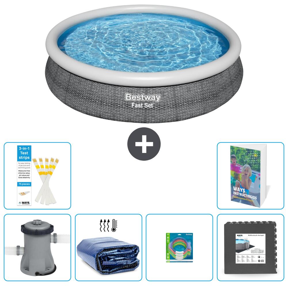 BESTWAY Basen Fast Set Okrągły - 366x76 cm - 7-częściowy S177