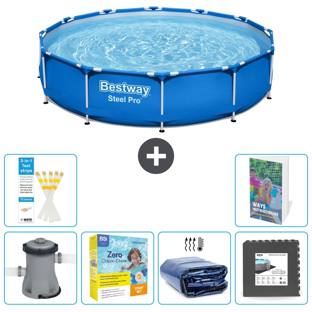 BESTWAY Basen Steel Pro Okrągły - 366x76 cm - 7-częściowy S285