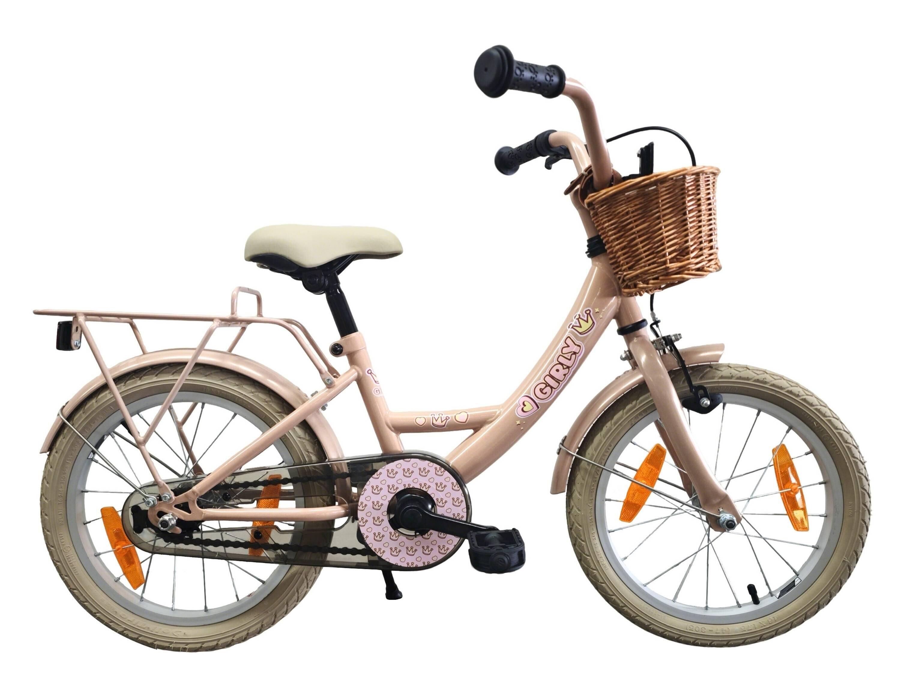 Bikefun Girly 16 cali rower dziecięcy dla dziewczynki różowy z koszykiem