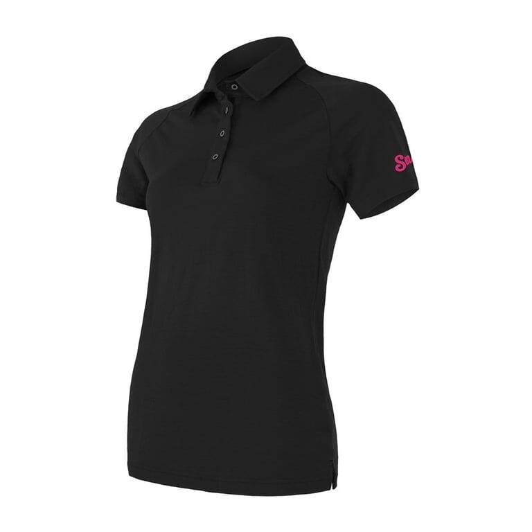 SENSOR Koszulka polo damska MERINO ACTIVE POLO tee ss-S-Czarny