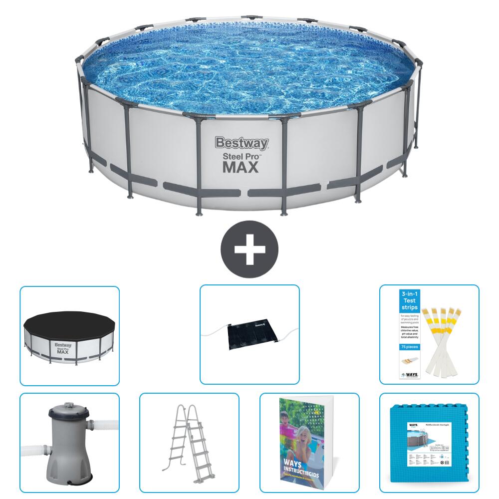 BESTWAY Basen Steel Pro MAX Okrągły - 488x122 cm - 8-częściowy S621