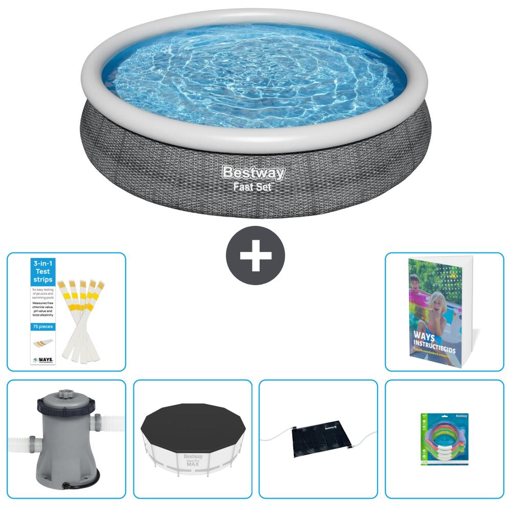 BESTWAY Basen Fast Set Okrągły - 366x76 cm - 7-częściowy S211
