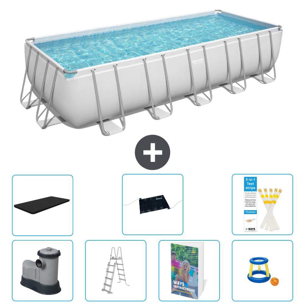 BESTWAY Basen Power Steel Prostokątny - 640x274x132 cm - 8-częściowy S559