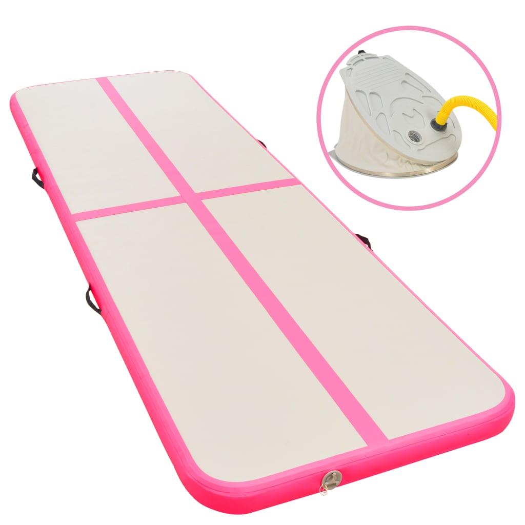 VidaXL Mata Gimnastyczna Nadmuchiwana 300x100x10 cm PVC szaro-różowa z pompką
