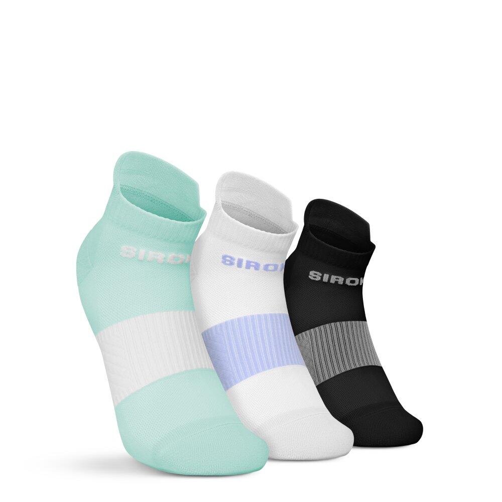 Krótkie skarpetki do biegania trójpak Fitness Siroko Helix Mint